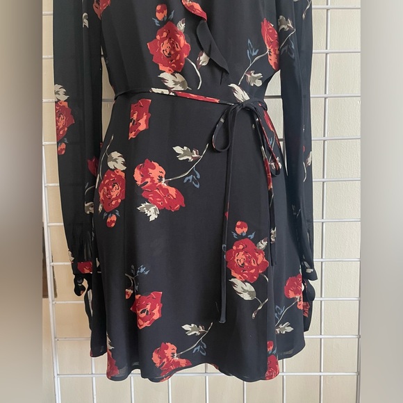 Reformation Dark Floral Wrap Dress - Picture 3 of 9